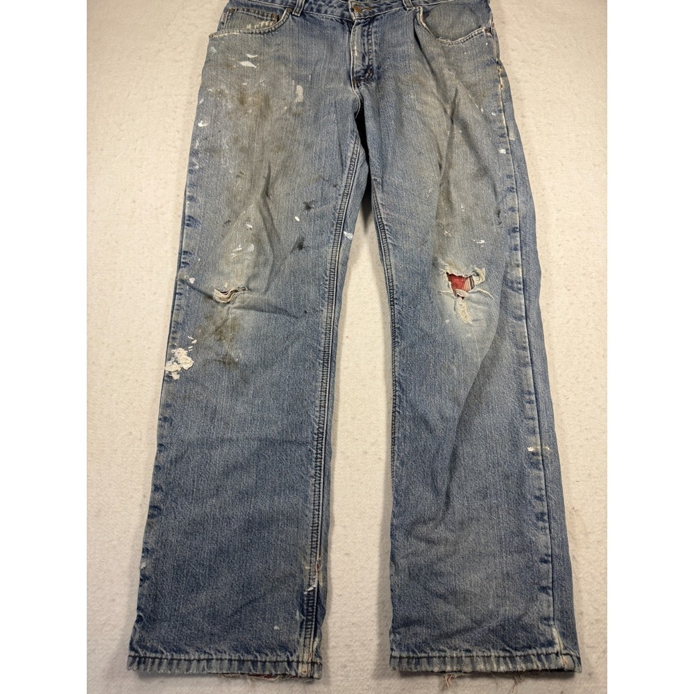 Vintage Carhartt Jeans Mens 33x30‎ Blue Denim Distressed Mid Rise Straight Leg